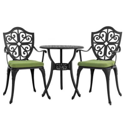 Image showing  3 pc. Outdoor Bistro Set with Green Cushions