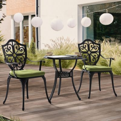 Image showing  3 pc. Outdoor Bistro Set with Green Cushions