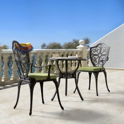 Image showing  3 pc. Outdoor Bistro Set with Green Cushions