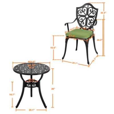 Image showing 5 th Nuu Garden 3 pc. Outdoor Bistro Set with Green Cushions