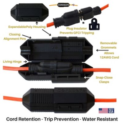 Image showing  Extension Cord Plug Protector Safety Cover, Black 4 Pc.