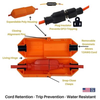 Image showing  Extension Cord Plug Protector Safety Cover, Orange 4 Pc.