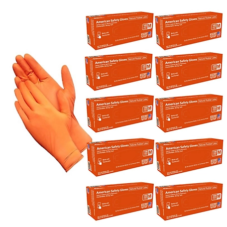 MI Americas American Safety Latex Glove Heavy Duty Disposable, 10 Pk. Med