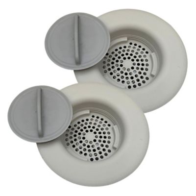 Flex Strainer Kitchen Sink Drain Strainer & Stopper, Grey, 2 pk.