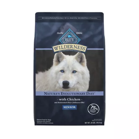 Blue Buffalo Wilderness Senior High Protein Natural Chicken with Healthy Grains Recipe Dry Dog Food 24 lb Bag Dry Dog Food