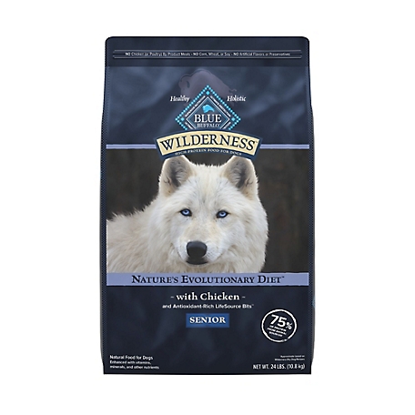Blue Buffalo Wilderness High Protein Natural Senior Dry Dog Food plus Wholesome Grains, Chicken 24 lb. bag