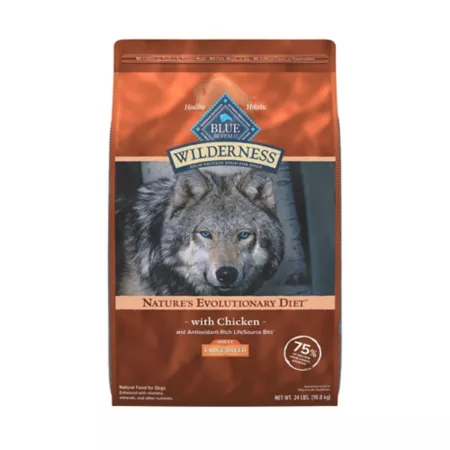 Blue Buffalo Wilderness Large Breed Adult Chicken Recipe Dry Dog Food Healthy Grains Natural Ingredients 24 lb Bag Dry Dog Food