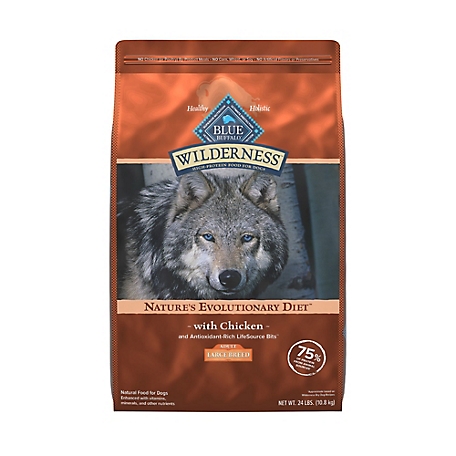 Blue Buffalo Wilderness High Protein Natural Large Breed Adult Dry Dog Food plus Wholesome Grains, Chicken 24 lb. bag