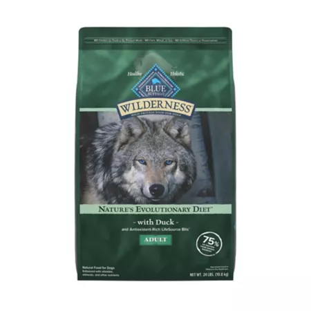 Blue Buffalo Wilderness Adult High Protein Natural Duck with Healthy Grain Recipe Dry Dog Food 24 lb Bag Dry Dog Food