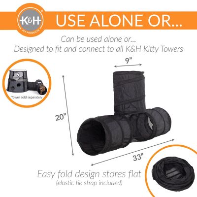Image showing  Cat Tunnel Toy 3-Way T-Tunnel, Black, 33 x 20 x 9 in.
