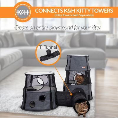 Image showing  Cat Tunnel Toy 3-Way T-Tunnel, Black, 33 x 20 x 9 in.