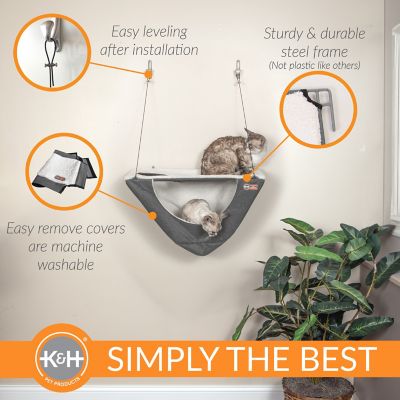 Image showing  Wall Mount Cat Shelf & Cat Hammock Single Shelf, Gray/Natural, 23 x 12 in.