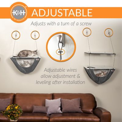 Image showing  Wall Mount Cat Shelf & Cat Hammock Single Shelf, Gray/Natural, 23 x 12 in.