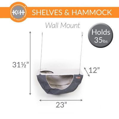 Image showing  Wall Mount Cat Shelf & Cat Hammock Single Shelf, Gray/Natural, 23 x 12 in.