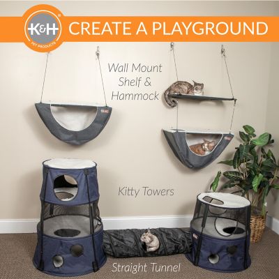 Image showing  Wall Mount Cat Shelf & Cat Hammock Single Shelf, Gray/Natural, 23 x 12 in.