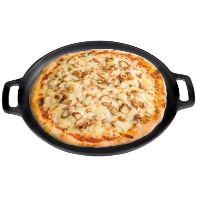 Sunnydaze Decor Seasoned Cast Iron Pizza Pan with Handles - 13.75-Inch