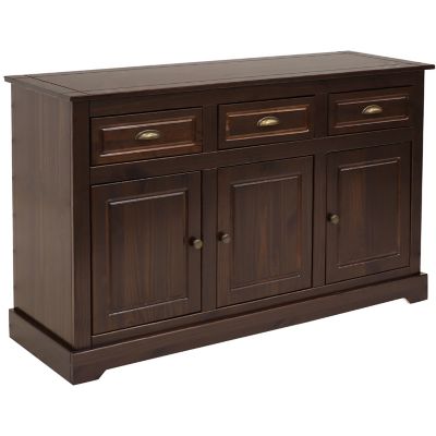 Sunnydaze Decor Solid Pine Sideboard with 3 Drawers and 3 Doors - Dark Brown