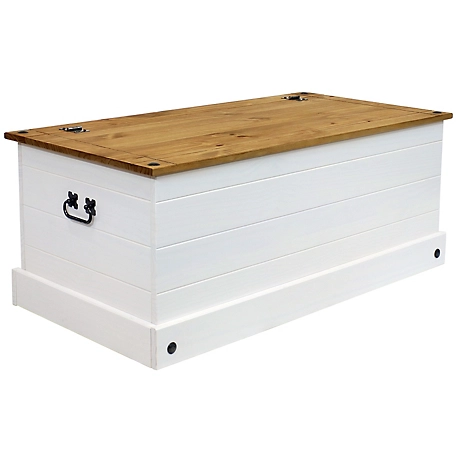 Sunnydaze Decor Indoor Trunk with Handles - Solid Pine Construction - White - 39.5 in. W