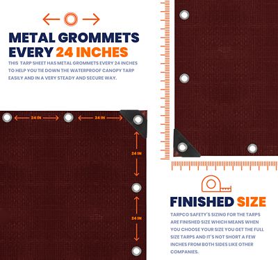 Image showing 5 th Tarpco Safety 18 ft. x 24 ft. Maroon 14 mil Heavy Duty Polyethylene Tarp, Waterproof, UV Resistant, Rip and Tear Proof