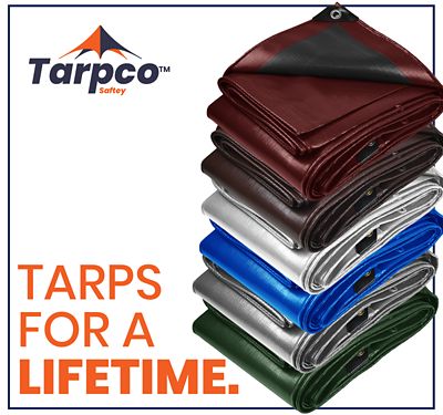 Image showing 6 th Tarpco Safety 18 ft. x 24 ft. Maroon 14 mil Heavy Duty Polyethylene Tarp, Waterproof, UV Resistant, Rip and Tear Proof