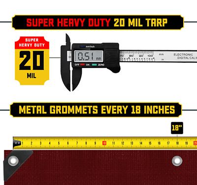 Image showing  10 ft. x 12 ft. Maroon 20 mil Heavy Duty Polyethylene Tarp, Waterproof, UV Resistant, Rip and Tear Proof