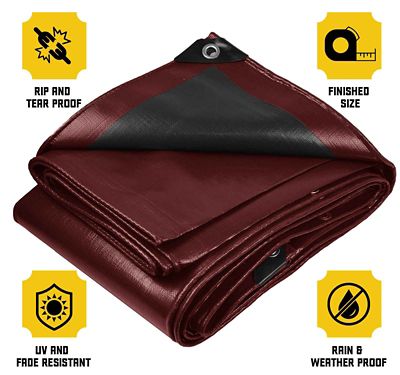 Image showing  30 ft. x 40 ft. Heavy-Duty Waterproof UV-Resistant Rip- and Tear-Proof Polyethylene Tarp, 20 Mil, Maroon