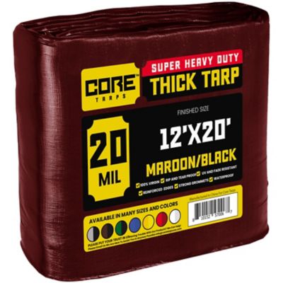 Core Tarps 12 ft. x 20 ft. Maroon 20 mil Heavy Duty Polyethylene Tarp, Waterproof, UV Resistant, Rip and Tear Proof