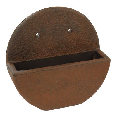 Image showing  Indoor/Outdoor Round Polyresin Wall-Mounted Flower Pot Planter - 12 in. - Dark Brown - 2pk