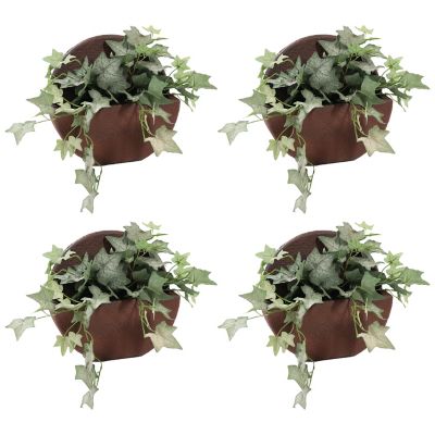 Sunnydaze Decor Indoor/Outdoor Round Polyresin Wall-Mounted Flower Pot Planter - 12 in. - Dark Brown - 4pk