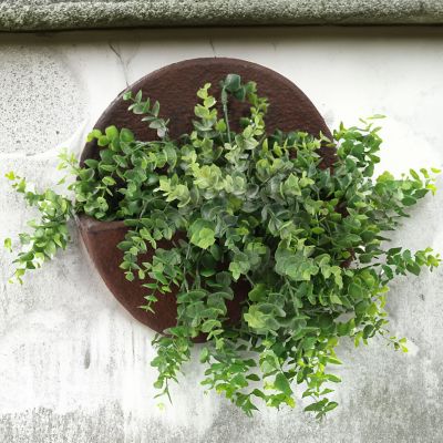 Image showing  Indoor/Outdoor Round Polyresin Wall-Mounted Flower Pot Planter - 12 in. - Dark Brown - 4pk