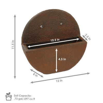 Image showing  Indoor/Outdoor Round Polyresin Wall-Mounted Flower Pot Planter - 12 in. - Dark Brown - 4pk