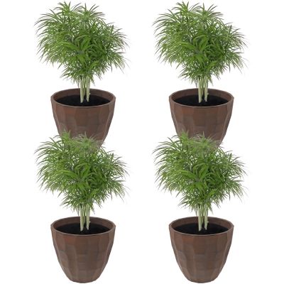 Sunnydaze Decor Indoor/Outdoor Pebbled Polyresin Flower Pot Planter - 15.75 in. - Dark Brown - 4pk