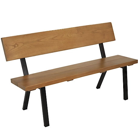 Sunnydaze Decor European Chestnut Indoor/Outdoor Patio Bench with Powder-Coated Steel Frame