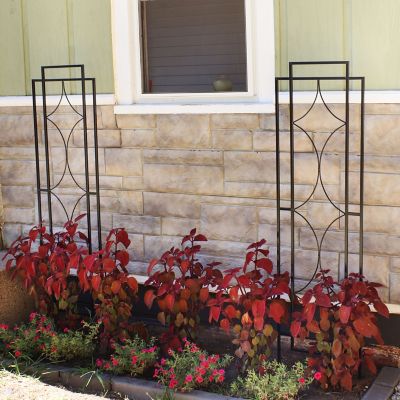 Image showing  Decorative Steel Metal Chic Diamonds Design Garden Trellis - 60 H - Black - 2-Pack