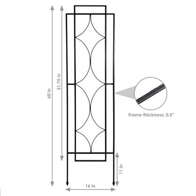 Image showing  Decorative Steel Metal Chic Diamonds Design Garden Trellis - 60 H - Black - 2-Pack