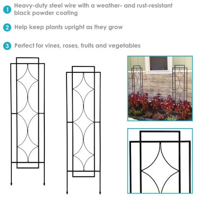Image showing  Decorative Steel Metal Chic Diamonds Design Garden Trellis - 60 H - Black - 2-Pack