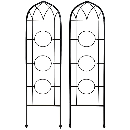 Sunnydaze Decor Steel Wire Arched Climbing Plants Wall Trellis with Flowerpot Supports - 48 in. H - Black - 2-Pack