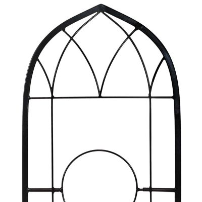 Image showing  Steel Wire Arched Climbing Plants Wall Trellis with Flowerpot Supports - 48 in. H - Black - 2-Pack