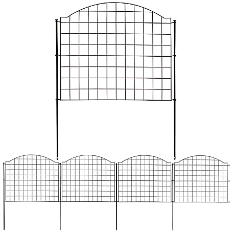 Sunnydaze Decor Outdoor Lawn and Garden Steel Arched Grid Style Decorative Border Fence Panel Set - 12.5' - Black - 5pk