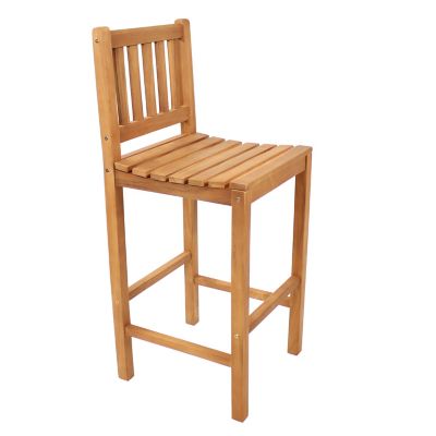 Sunnydaze Decor Teak Wood Outdoor Bar Chair - 43 in. H - Brown