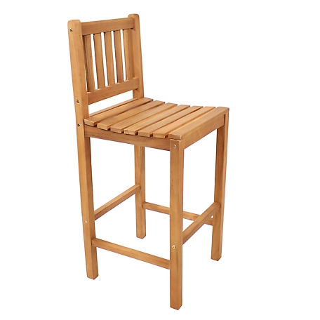 Sunnydaze Decor Teak Wood Outdoor Bar-Height Chair - 43 in. H