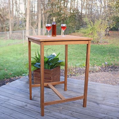 Image showing 7 th Sunnydaze Decor 31 in. Square Teak Wood Outdoor Bar Table