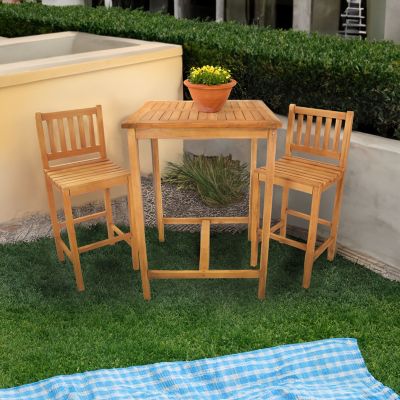 Image showing  3 pc. Teak Outdoor Bar Set - Brown