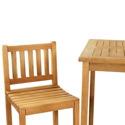 Image showing 5 th Sunnydaze Decor 3 pc. Teak Outdoor Bar Set, Brown