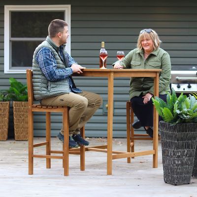 Image showing 6 th Sunnydaze Decor 3 pc. Teak Outdoor Bar Set, Brown