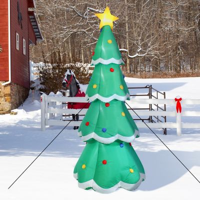 Image showing Outdoor Pre-Lit Towering Christmas Tree Inflatable Yard Decoration - 9.5' - Green
