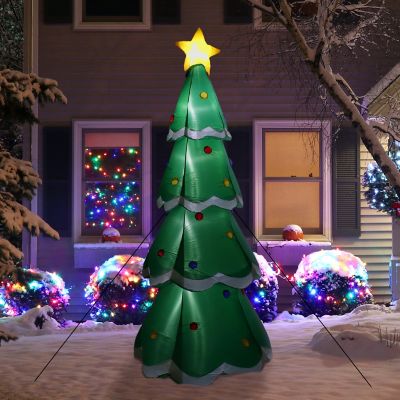 Image showing Outdoor Pre-Lit Towering Christmas Tree Inflatable Yard Decoration - 9.5' - Green