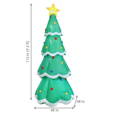 Image showing Outdoor Pre-Lit Towering Christmas Tree Inflatable Yard Decoration - 9.5' - Green