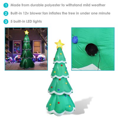 Image showing Outdoor Pre-Lit Towering Christmas Tree Inflatable Yard Decoration - 9.5' - Green