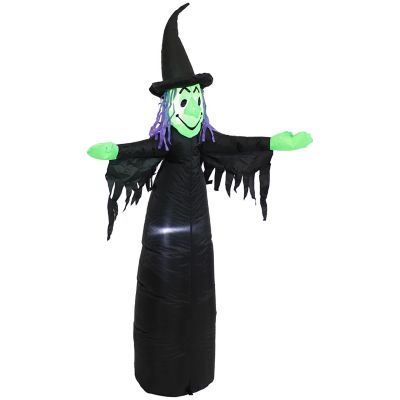 Sunnydaze DecorOutdoor Wendolyn the Wicked Witch Self-Inflating Halloween Inflatable Yard Decor with LEDs & Built-In Fan - 5'